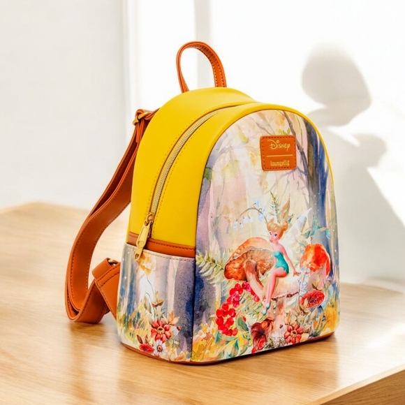 Loungefly Disney Tinker Bell Mushroom Forest Scene Mini Backpack & CHARM!🧚♂️🧚 - Picture 5 of 14